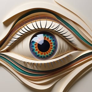 A human eye made in the style of layered paper