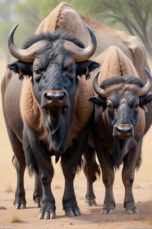 Realistic Male and female indian Buffalo 