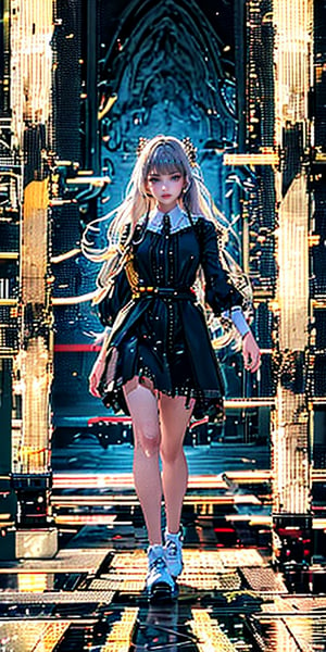 (masterpiece, high quality:1.5), (8K, HDR), masterpiece, best quality, 1girl, solo, full_body, black background, FuturEvoLabFlame, 