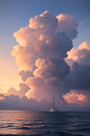 beautiful scene of an offshore, water splash, evening clouds,