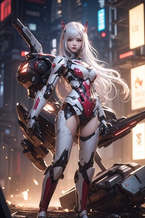 Rough texture, super finevery detailed illustrations, very detailed, intricate details, high resolution, super complex details, very detailed 8k cg wallpaper, RAW Photo, Best Quality, Masterpiece,  Realism, hard disk, beautiful,(war machine),beautifulサイボーグの女性,mecha cyborg ,Battle Mode, With Anical Machines body,sexy, (long hairstyle:1.4),(colorful hair,  White hair:1.2) hair by the breeze and Glare Eyes,{beautiful and detailed eyes},extremely sexy seductive blue eyes, glowing eyes,Cute Face,Dark war, stunning anime face portrait,  beautiful seductive anime woman, go to war, beautiful anime portrait,  beautiful anime girl,  she wears a futuristic outfit, a machine, the whole body is shot, (((night))),(full Body:1.5),photo of perfecteyes eyes, Portrait