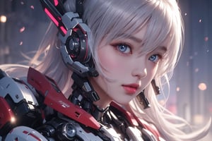 Rough texture, super finevery detailed illustrations, very detailed, intricate details, high resolution, super complex details, very detailed 8k cg wallpaper, RAW Photo, Best Quality, Masterpiece,  Realism, hard disk, beautiful,(war machine),beautifulサイボーグの女性,mecha cyborg ,Battle Mode, With Anical Machines body,sexy, (long hairstyle:1.4),(colorful hair,  White hair:1.2) hair by the breeze and Glare Eyes,{beautiful and detailed eyes},extremely sexy seductive blue eyes, glowing eyes,Cute Face,Dark war, stunning anime face portrait,  beautiful seductive anime woman, go to war, beautiful anime portrait,  beautiful anime girl,  she wears a futuristic outfit, a machine, the whole body is shot, (((night))),(full Body:1.5),photo of perfecteyes eyes, Portrait
