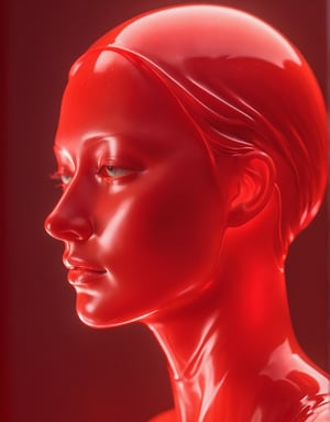 ((close up)), detail, ((neutral gender)), made of red wax, light shining through, translucent wax figure, translucent face, organistic sculpture, ethereal figure, transparent body, 3d rendering, cinema 4d, blender_(software), DonMCr33pyN1ghtm4r3 