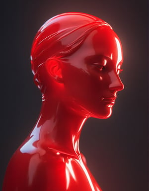 ((close up)), detail, ((neutral gender)), made of red wax, light shining through, translucent wax figure, bold head, translucent face, organistic sculpture, ethereal figure, transparent body, 3d rendering, cinema 4d, blender_(software), DonMCr33pyN1ghtm4r3 