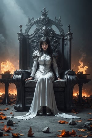 A white dragon throne with very long body circle around girl , A white dragon in background , 28-year-old girl,full body shoot
hands taking a katana with determination,The falling smoke of gunpowder,symbolizing the beauty amidst conflict,Detailed,historical,and with a touch of elegance,cinematic,detailed,style dominated by red,minimalist composition shimmer,edge ligh,best quality,masterpiece,an extremely delicate and beautiful,unity,8k wallpaper,Amazing,finely detail,masterpiece,official art,extremely detailed  8k wallpaper,incredibly absurdres,huge filesize,ultra-detailed,highres,extremely detailed,holding_katana  , sword_art_online,Pirate,xuer plate armor,Moon Witch , draon background , circle and full cover with girl,white dragon,DRAGONYEAR,Mecha,chinese dress,Oriental Dragon , bride posing under a fairy tale, elaborate scene style, glitter, orange , throne