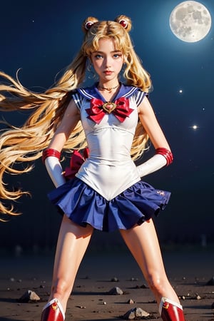 1girl,sweety,masterpiece,best quality,intricate details,
BREAK
sailor senshi uniform,sailor moon,(blue eye,blonde,two buns with very long hair, red necklace with Golden heart, white suit , blue scraf and blue skirt, (big Red bow tie on chest and on ass) ,  white short pantyhose , elbow gloves, white gloves and red belt, white boots,medium breasts,cleavage),
BREAK
full body, standing pose,Night , glowing street and lighting, Big white moon,moon , Roses
BREAK
cinematic,film still of Cinematic Film stock footage in Kodak film print,Cinematic Film Style,shallow depth of field,vignette,highly detailed,supersailormoon,aausagi,tsukino usagi