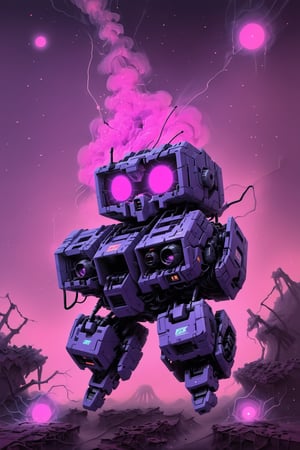 chibi Gundam RX-78 GP02A, boom box, vaporwave aesthetic,purple cyan magenta,digital artwork by Beksinski,humanimal,chrometech,DonMCyb3rN3cr0XL,TechStreetwear,mecha,robot,