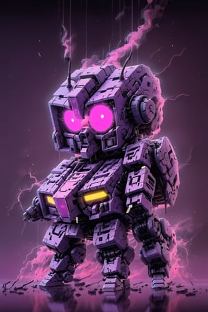 chibi Gundam RX-78 GP02A, boom box, vaporwave aesthetic,purple cyan magenta,digital artwork by Beksinski,humanimal,chrometech,DonMCyb3rN3cr0XL,TechStreetwear,mecha,robot,
