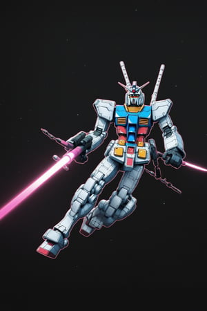 Hyper realistic, closeup, Gundam flying through space, realistic matte and glossy metal textures, background of black swirling night's sky with stars planets and galaxies, beam.sword, shield,vaporwave aesthetic,purple cyan magenta,digital artwork by Beksinski, ,shadowrun_character,shadowrun_dungeon,shadowrun_surface