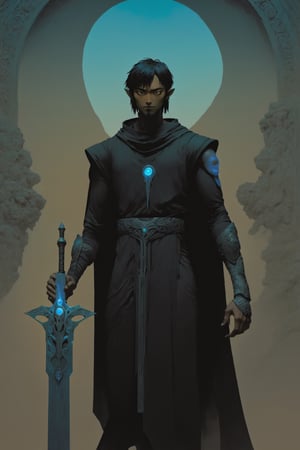 shadowrun_character, netrunner,masculine,high-tech lowlife, more detail XL, detailed character closeup,Marth from Smash Bros holding a thin thorn-like rapier vertically,digital artwork by Beksinski,symmetrical composition,facing viewer,solo