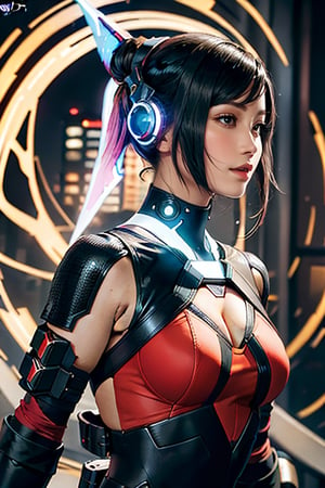 best quality, masterpeice, asian white skinned women, mature, thick, color, magical, commandant steele,Enhance,Cyberpunk,graffiStyle,eldritchtech