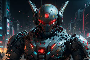 Cyberpunk,(cyberpunk police cyborg,Red:1.1), space, sci-fi type of armor, 8k, Mechanical marvel,Robotic presence,Cybernetic guardian, mech suit, skull face, intricate, elegant, clear focus, armored core mecha, soft lighting, vibrant colors, masterpiece, cowboy shot, dynamic pose, battlefield, fires, night.unreal engine:1.4,HD, Best Quality:1.4, photorealistic:1.4, skin texture:1.4, Masterpiece:1.8,Masterpiece, Best Quality,  particle effects, ray tracing, tone mapping, highly detailed, concept art, smooth, sharp focus, dramatic lighting, highly detailed art, cinematic, hyper-realistic painting, trending on Artstation, 8K, amazing shadows, realistic, battlefield, soldiers, 
 (highly detailed background: 1.2), mid-journey art, multiple mechas,