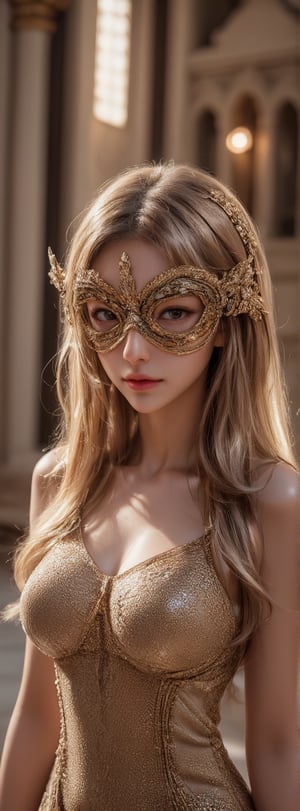 華麗金色珠寶緊身衣
咒語:a hyper-realistic digital art style. The composition centers on a sensuous, elaborately dressed figure in a gold, bejeweled bodice and a delicate mask, set against an opulent, cathedral-like background. The foreground subject, a fair-skinned female, exudes a mysterious allure with platinum blonde hair adorned with intricate ornaments. The backdrop features grand architectural elements, including columns and soft, warm lighting, enhancing the image's baroque elegance. The overall scene evokes an atmosphere of fantasy and decadence.
#shakker