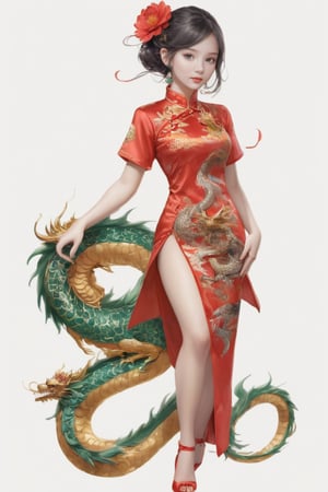 
Qipao:1.1,1 girl, full body:1.1, (masterful), detailed and intricate, Glass Elements, looking_at_viewer, Chinese girls, goth person, sfw, complex background, dragon pattern on red Qipao, dragon-themed, 