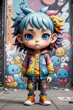 ang avatar character, in the style of street art aesthetic, cute cartoonish designs, photo-realistic techniques, multicolored, childhood arcadias, anime aesthetic, cartoon-like figures