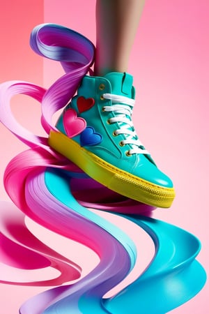 (fashion illustration:1.3) Haute couture, no particular features, of (urban style fashion: 1.3) embroidery sneakers, dinamic dancing pose || in the style of Izumi Kogahara  ||, (long shot: 1.2) (frutiger style:1.3), (colorful:1.3), (2004 aesthetics:1.2).  swirls, heart \(symbol\), (gradient background:1.3). Saturated colors, tonal transitions, detailed, minimalistic, concept art, intricate detail, World character design, high-energy, concept art, Masterpiece, Fashion Illustration,iconic, PoP art,more detail XL, intricate colors blend, photorealism,leonardo,artint,sweetscape,ink ,score_9