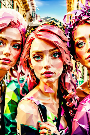 a painting of a rock band of four punk girls with pink hair, highly detailed digital painting, by Mark Brooks, great digital art with details, diego fernandez, photorealistic digital arts, digital painting highly detailed,