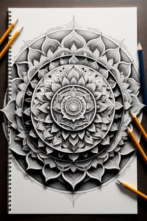 pencil sketch, hand-drawn mandala serves as a visual representation of cosmic unity, inviting contemplation and offering a glimpse into the interconnectedness of all things.