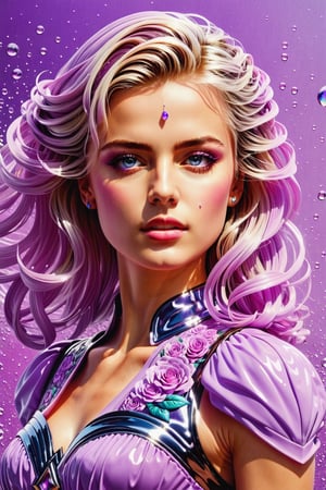 Highly detailed and hyper-realistic painting portrait of (lilac rose:1.2) with driplets of water. BREAK vaporwave aesthetics, (upper body shot:1.2), eye level, BREAK vibrant colours, (extremely realistic and accurate:1.4), league of legends, BREAK octane render, intricate, ultra-realistic, elegant, highly detailed, digital painting, artstation, concept art, smooth, sharp focus, style by  Leonardo Style, DonMn1ghtm4reXL,comic book,abstrgn