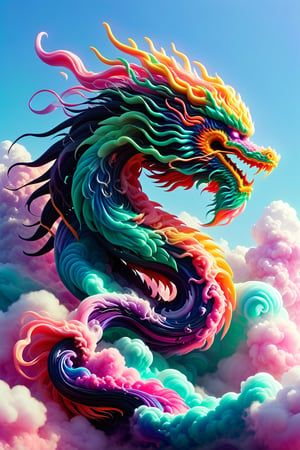 Highly detailed and hyper-realistic documentary photo of a wild dragon with his blowing mane riding clouds. BREAK vaporwave aesthetics, (documentary shot:1.2), eye level, BREAK vibrant colours, (extremely realistic and accurate:1.4), league of legends, BREAK octane render, intricate, ultra-realistic, elegant, highly detailed, digital painting, artstation, concept art, smooth, sharp focus, style by Leonardo Style, DonMn1ghtm4reXL,comic book,abstrgn, BREAK no humans