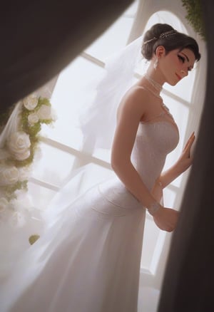 score_9, score_8_up, score_7_up,1 girl,cute long wedding dress,ballroom,jewelry,dutch angle