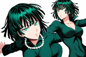  score_9, score_8_up, score_7_up, ultra detailed,beautiful face,highres BREAK
Appearance:green_eyes, green_hair, short_hair, blunt_bangs

Default Outfit:green_eyes, green_hair, short_hair, blunt_bangs, green_dress, collared_dress, long_sleeves, pearl_necklace
,Fubuki_(One-Punch_Man),fubuki (one-punch man)


 ,(( white background, blank background)):1