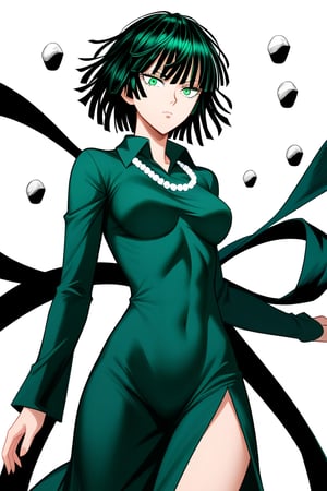  score_9, score_8_up, score_7_up, ultra detailed,beautiful face,highres BREAK
Appearance:green_eyes, green_hair, short_hair, blunt_bangs

Default Outfit:green_eyes, green_hair, short_hair, blunt_bangs, green_dress, collared_dress, long_sleeves, pearl_necklace
,Fubuki_(One-Punch_Man),fubuki (one-punch man)


 ,(( white background, blank background)):1