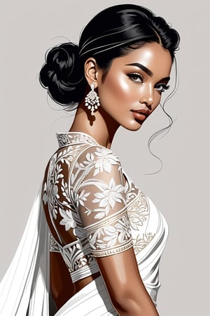 choose ultra high quality Sref Code, 

ultra high quality aesthetically pleasing image,
Haute couture fashion illustration, extreme close up shot, of high fashion intricated embroidery sari, dinamic pose || in the style of Jason Brooks, ||, tonal transitions, high-energy, detailed, iconic, minimalistic, concept art, intricate detail, calligraphic lines, pencil drawing, illustrative art, soft lighting, detailed, more Flowing rhythm, elegant, low contrast, add soft blur with thin line, World character design, high-energy, detailed, minimalistic, concept art, in style of Soleil Ignacio, Megan Hess, Kerrie Hess, Masterpiece, Fashion Illustration, style,retro ink, glide_fashion, monkren, aw0k euphoric style, oil painting,vapor_graphic, intricate detail, aesthetic portrait, comic book,artistic oil painting stick,charcoal \(medium\),ebonygold,masterpiece,xxmixgirl