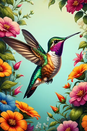 hummingbird in flowers by artist arne thun, 

in the style of natalia rak, 

8k resolution, 

vintage aesthetics, 

wallpaper, 

animated gifs, 

naoto hattori, 

highly realistic  --v 6. 0