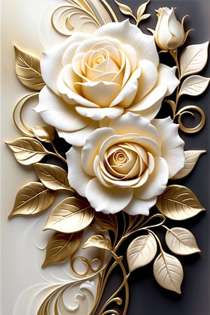 
ideal image rendering, Jody Bergsma style,
Ethereal beauty unfurls amidst a soft, diffused backdrop, as delicate white wax roses with ultra-fine details and subtle texture showcase their intricate forms. Delicate petals edged in fine gold leaf glimmer with touches of iridescence, while the Baroque-inspired composition masterfully interplays shadow and light. The overall effect is one of whispered elegance, as if the flowers might vanish at any moment, leaving only a whispered promise of beauty.