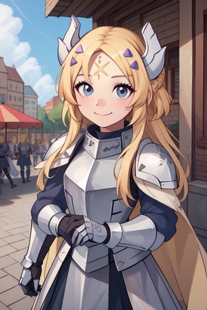 Score_9, Score_8_up, Score_7_up, Score_6_up, Score_5_up, Score_4_up,
   
1girl,yugioh ecclesia,blonde_hair,blue eyes, braid, facial mark, fake horns, forehead mark, hair ornament, horns, long hair,smile,cute,

armor, armored dress, cape, gauntlets, headgear, leg armor, shoulder armor, white armor,