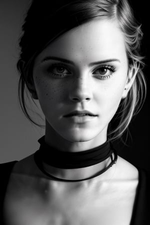 This is a portrait of a young girl ((( Emma Watson ))) in the style of ultra-realistic photography with high resolution 32k, taken on a professional camera with high image quality. Her face is the main focus, captured in close-up. Her medium-length blonde hair is styled in an easy, windy updo that frames her face. Her facial features are soft, gentle - tender eyes, small nose, plump lips. Her expression is thoughtful, lost in thought, with a hint of vulnerability. She wears a stylish fedora that casts dramatic shadows across part of her face. The lighting is moody and atmospheric, with well-defined shadows and highlights that highlight the shape of her face and features. The background is intentionally blurred, out of focus, to remove distractions. The image should convey a sense of mystery, emotion and quiet introspection. High contrast and sharp details. Fine detailing, premium composition, ultra-realistic, photorealistic.