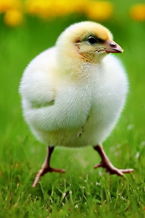 1animal, chick, cute animal, balloon shape, realistic, dance, garden.