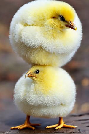 1animal, chick, cute, balloon shape, realistic, dance, garden.