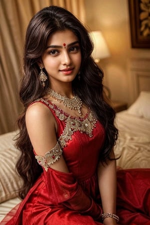 Young 17 -year-old hindu extremely sweet extremely elegant In a red dress with long hairyoung 17-year-old hindu perfect sweet perfect elegant perfect beautiful perfect wonderful with very long black hair with perfect earrings perfect very elegant perfect