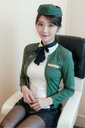 Close up to everything, 16K UHD, (life style:1.4), A french-Taiwanese beautiful Stewardess, super idol face, 24 years old, detailed face, monolid, (bun short haired:1.4), (long-sleeved turquoise green-bue stewardess shirt , white collar, off-white long skirt, black tie:1.4), laying on a plane seat, the light is very bright, spotlight, masterpiece, high quality,(she is wearing a true blue-green Stewardess's side cap:1.6),wanpeng, (black pupils:1.2),Seolah,ultra_perfect_hands,Asia,1 girl ,Woman ,solo,imutbgtbos, (full_body shot:1.2),1girl,Taiwan ,better_hands,Mizuki_Lin,Jumbotsang,(black sexy pantyhose:1.4),Song zuer CN actress 宋祖儿