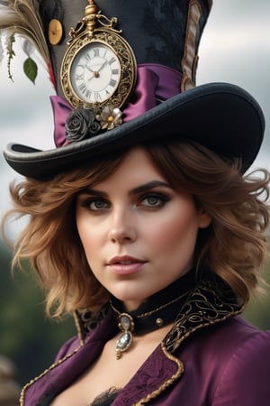 Beautiful and Alluring Princess Eugenie, as Mad Hatter, ornaments, Athletic Well Toned Body, Elegant Form, Beautiful Face, Ominous Gothic Theme, fantasy theme, Fiverr Dnd Character, Octane Render, Digital Art, Extreme Detail, 4k, Ultra Hd, Polished, Beautiful, Hyperdetailed, Intricate, Elaborate, Meticulour