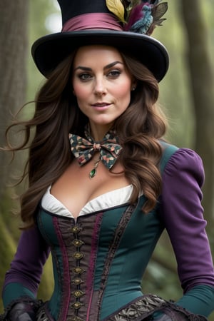 Beautiful and Alluring Kate Middleton, as Mad Hatter, ornaments, Athletic Well Toned Body, Elegant Form, Beautiful Face, Ominous Gothic Theme, fantasy theme, Fiverr Dnd Character, Octane Render, Digital Art, Extreme Detail, 4k, Ultra Hd, Polished, Beautiful, Hyperdetailed, Intricate, Elaborate, Meticulour