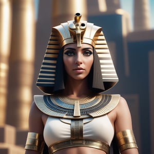 What if Ancient Egypt Thrived in the 31st Century, A Vision of Modern Cleopatra Reigning Over a Futuristic Civilization, photorealistic, cinematic, highly detailed, high resolution, hyperrealistic, 35 mm photo, bokeh, professional studio quality ,photorealistic