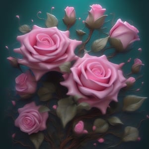 3d, Even from an unpleasant situation, beautiful things can emerge, it's like roses. They develop their beauty amidst thorns, fantasy, acrylic, soft, background a forest inspired by Disney and Pixar Animation