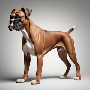 a 2d side view photograph of a boxer dog, full body, character design, photorealistic 