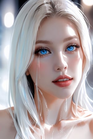 ((Portrait))(masterpiece, Extremely detailed cG unity ৪k
wallpape, best quality, highres:1.2) (ultra hd:1.4)(very
detailed:1.5) (Beauty photography:1.3) (looking at viewer)
(perfect lighting) (detailed face)) (realistic:1.5)1 8 year old
perfect likeness girl, Exquisitely detailed symmetrical face
(youthful and exciting appearance:1.4)(Close-
up:1.5)realism pushed to extreme, black background, ultra
realistic illustration, siena natural ratio, very long Straight
white hair, pale blue eyes, a sexy Hot Swiss model, juicy
lips, mascara, , sketch of a beautiful girl,( in bathroom shampoos raining shower water)