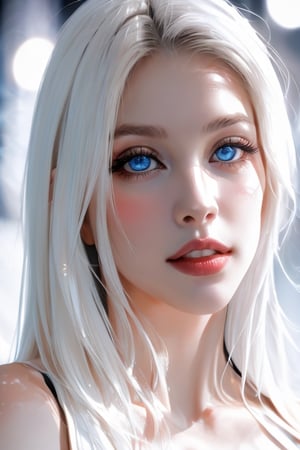 ((Portrait))(masterpiece, Extremely detailed cG unity ৪k
wallpape, best quality, highres:1.2) (ultra hd:1.4)(very
detailed:1.5) (Beauty photography:1.3) (looking at viewer)
(perfect lighting) (detailed face)) (realistic:1.5)1 8 year old
perfect likeness girl, Exquisitely detailed symmetrical face
(youthful and exciting appearance:1.4)(Close-
up:1.5)realism pushed to extreme, black background, ultra
realistic illustration, siena natural ratio, very long Straight
white hair, pale blue eyes, a sexy Hot Swiss model, juicy
lips, mascara, , sketch of a beautiful girl, in bathroom shampoos raining shower water