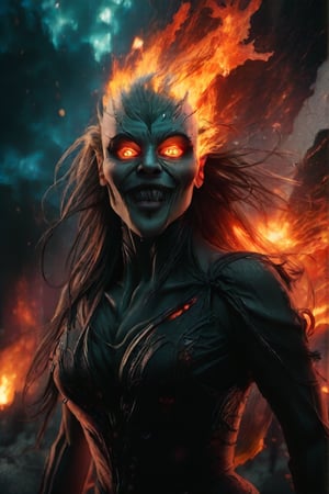 (1 scary creepy woman raging rioting escalating in the foreground), (full body), (motion blur), extremely detailed face, proportional body, piercing eyes, proportional symmetrical eyes, ultra detailed pupils, ultra detailed iris, ultra detailed eyeballs, detailed body features), (ultra detailed armor(deep scratches, damaged, deep dents, detailed ornaments, bloody, bloodstains)), (mythical, mythology, battlefield, battleground, weathered), explosions, battles, fire, burning, scorched, waft smoke, (storm, lightningstorm)+, (particles, stones and broken glass flying around)+, best quality, ultra HD, colorful, accurate shadows, 4k, realistic light and shadow, professional lighting, everything is perfectly illuminated, realistic light refractions), (epic, colossal, ultra high resolution, ultra high detail, realistic reflections, detailed reflections, deeply detailed, symmetrical),more detail XL