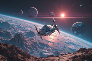 Astrobotanical Lab Space Station orbiting an alien planet, lens flare, futurediff