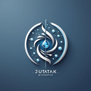 Create a logo for a futuristic biotech company named 'Jutarek Biotech Unlimited.' The logo should have a sleek, modern design with elements that suggest advanced genetics and biotechnology. Incorporate a DNA double helix or a stylized cell structure. The color scheme should be cool and professional, using shades of blue, silver, and white. The logo should convey innovation, science, and cutting-edge technology, and include the company's name in a clean, futuristic font. LOGO
