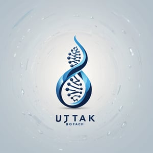 Create a logo for a futuristic biotech company named 'Jutarek Biotech Unlimited.' The logo should have a sleek, modern design with elements that suggest advanced genetics and biotechnology. Incorporate a DNA double helix or a stylized cell structure. The color scheme should be cool and professional, using shades of blue, silver, and white. The logo should convey innovation, science, and cutting-edge technology, and include the company's name in a clean, futuristic font. LOGO