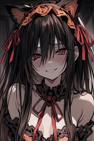 masterpiece, best quality, tokisaki kurumi from date a live
.cat ears brown,red eyes, with yandere smile,