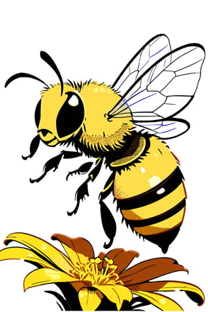 Cartoon, highly detailed, high quality, masterpiece, a bee,