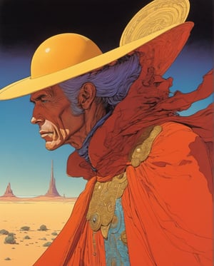 Moebius (Jean Giraud) Style - A picture by Jean Giraud Moebius, ((masterpiece)), ((best quality)), (masterpiece, highest quality), bizarre otherworldly creature by  Phil Noto and Julie Bell and Ismail Inceoglu and  Claude Cahun , bold lines, hyper detailed, dark limited palette, chiaroscuro,  (intricate details, masterpiece, best quality:1.4), 
  art style by Moebius
